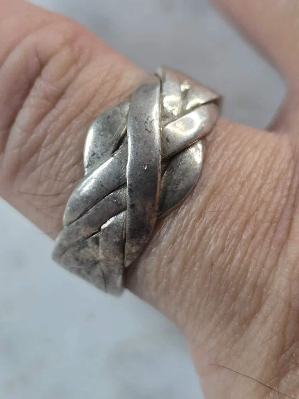 Womens Vintage Estate Sterling Silver Modernist Puzzle Ring 6.3g E4120
